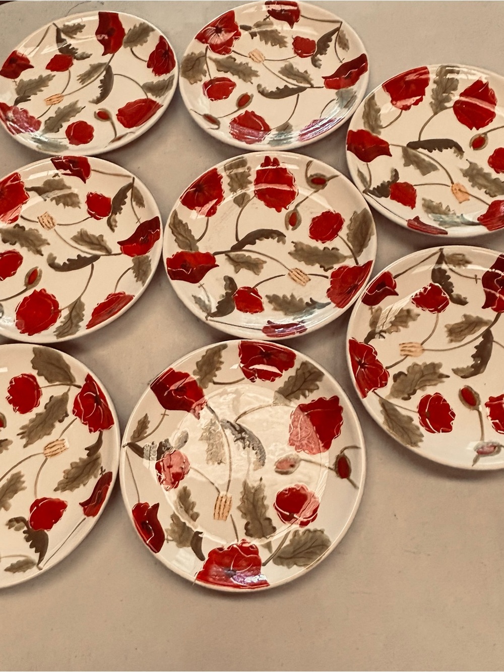 Sur La Table Ceramic 8" Plates with poppies-set of 8